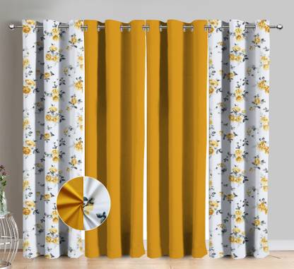 AIRWILL 275 cm (9 ft) Long Door Cotton Room Darkening Curtain (Pack Of 4)