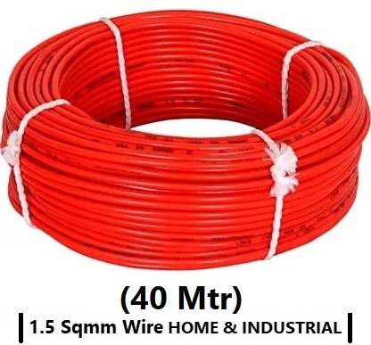 Kaalingaa 1.5 mm 40Mtr Single Core Copper Wires & Cables for Home or Domestic Industrial 1.5 sq/mm Red 40 m Wire
