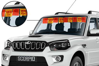 A S RETAIL Jai Shri Ram Car Flag Rectangle Car Window Flag