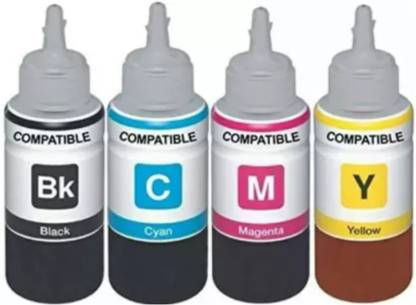 OZERDA Refill Ink Compatible for Epson L220 Multi Function Inkjet Printer Black + Tri Color Combo Pack Ink Bottle