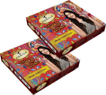 KOKILA Multi Color Cones|5 min. Instant Temporary Tattoo| 2 Box (12 Cone in 1 Box) Synthetic Mehendi