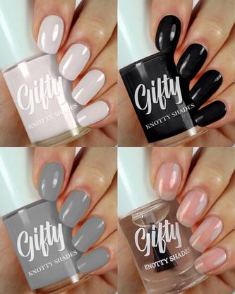 GIFTY No Toxin Nail Lacquer (Courage to Change) Peal White,Midnight Black,Super Glossy,Smoky Night