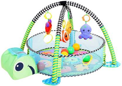 Wembley Turtle 3-in-1 Play Gym with 30 Colourful Balls Activity Play Ball Pool for Kids