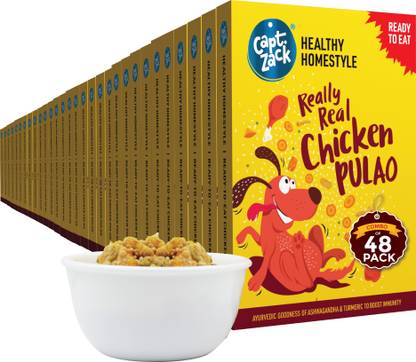 Captain Zack Really Real Chicken Pulao Pack Of 48 - 4800g Chicken 4.8 kg (48x0.1 kg) Wet Young, Adult Dog Food