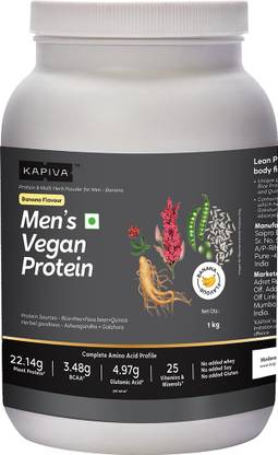 Kapiva Men’s Vegan Protein - Banana Flavour -100% Plant-Based Protein Protein Shake