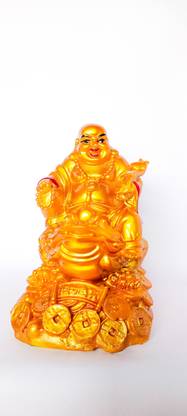 SR Ecom Laughing Budda on feog (12 cm ) Marbel Dust Murti Decorative Showpiece  -  12 cm
