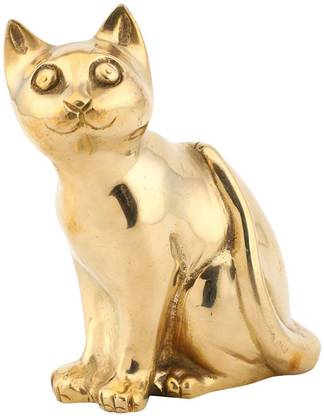 VIB CREATION Brass Cat Idols for Home Office Shop Decorative Showpiece(Pack of 1)(Cat) Decorative Showpiece  -  14 cm