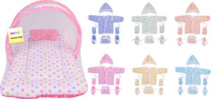 Kwitchy New Born Baby Complete Daily Items Combo of Baby Bedding Set & Baby Clothing Set