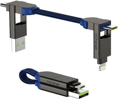 inCharge Magnetic Charging Cable 0.02 m Multi Micro Lightning,USB-C 100W,Fast Short Cable.(Blue)