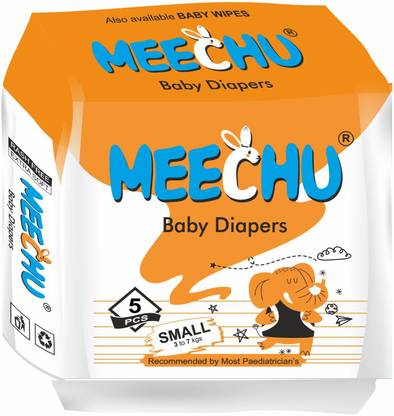 MEECHU Baby Diapers (Small) Combo Pack of 10 With One 24's Wipes Pack Free - S