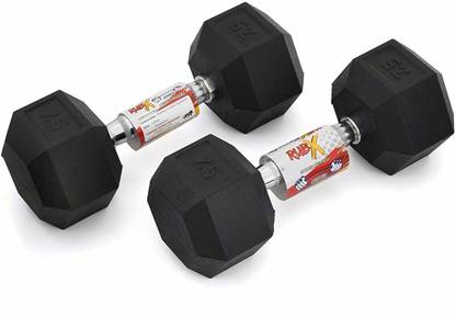 RUBX Rubber Coated Professional Exercise Hex Dumbbells 2kg (Pack of Two) Fixed Weight Dumbbell