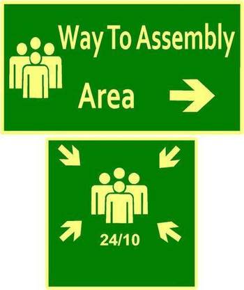 RLDigitalUnits Way to Assembly Point Area Left Side Sign Board Emergency Sign
