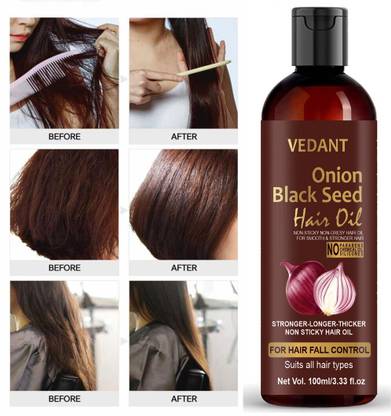 Vedant Black Seed Onion Hair Oil - WITH COMB APPLICATOR - Controls Hair Fall Hair Oil