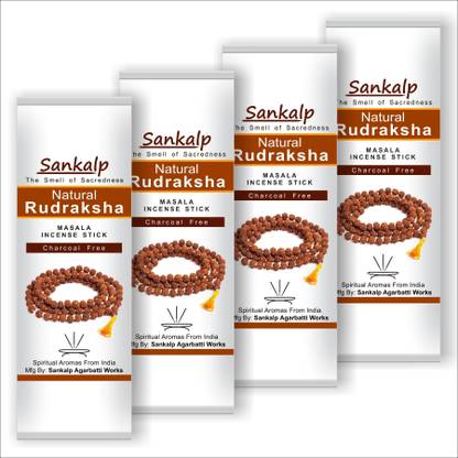 Sankalp Rudraksha Masala Incense Sticks - Agarbatti | Pack of 4 x 100gm | Natural Rudraksha Fragrance