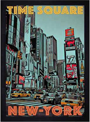 Gallery99 Time Square New-York Texture Paper Framed Art Digital Reprint 19.25 inch x 13.25 inch Painting