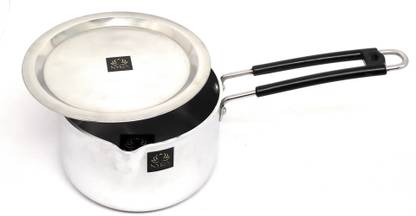 Nyra Aluminum Induction Sauce Pan with steel lid, riveted PVC handle & Swivel hook Pot 16.5 cm diameter 1.8 L capacity with Lid