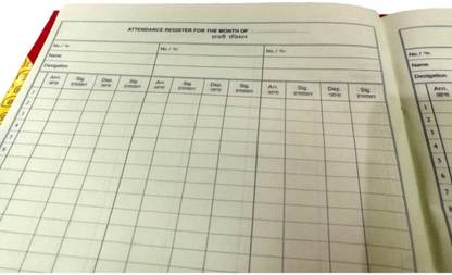 R K SALES Attendance Register With In Out Time, Pack of 2 1-Part Attendance register