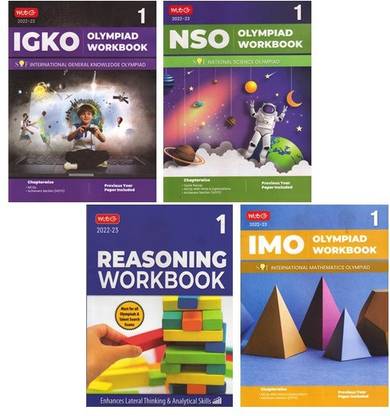 Mtg National Science Olympiad. , International Mathematics Olympiad, Inter. G.K. Olympiad & Reasoning Work Book -Class 1 Combo Pack (Set Of 4 Books)-2022