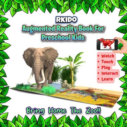 Rkido Kids 3D Interactive Book With Hi-End Augmented Reality - Bring Home The Zoo And Farm Animals - All In One 3D Book With Fun-Filled Activities For Children - Age 2 To 6