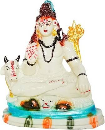 SR Ecom Cow Shiv Marbel dust Murti Decorative Showpiece  -  21 cm