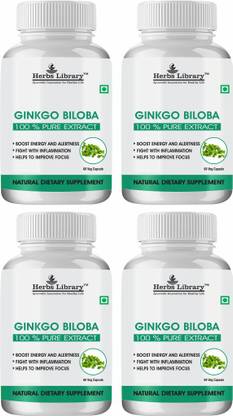 Herbs Library Ginkgo Biloba Supplement Supports Brain Function|Mental Alertness(4x60 Capsules)