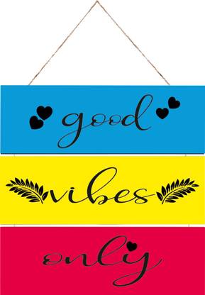 The Shine Store Good Vibes Only Wall Hanging Board Plaque Sign For Room Home Décor Decorative Showpiece  -  33 cm