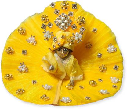nini 5 NO Kanha JI Laddu Gopal Ji Hand Made Designer Yellow Dress