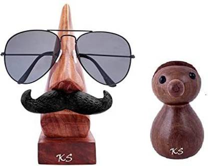 STUFFCOLLECTION 2 Compartments wooden Specs Eyeglass Holder Stand Set of 2 Hight 10 cm(Set of 2) 2
