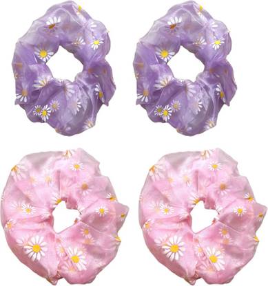 TWINKLE 4 pcs, Organza Big Oversized Hair Scrunchies Ponytail Holders for Girls,Design 2 Rubber Band