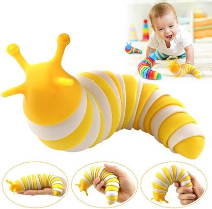 coolcold Slug Fidget Toys, Stress Relief Toys, Flexible Clicky Sound Making Toy (19cm)