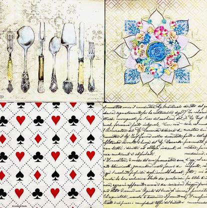 Artistry the indian way Decoupage Napkins/Tissue Papers/1 napkins of each design/6 Sheets Multicolor Paper Napkins