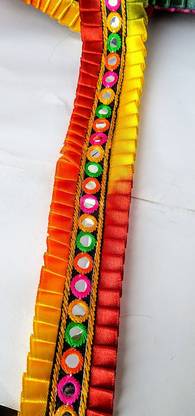NIMISHA FASHION hevy feel- embrodired and mirror vork- multi feel (9 meter) Pure Silk Saree Falls