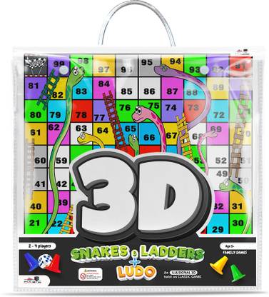 ULTRA 3D Lenticulars "Snakes & Ladders + Ludo" Two-In-One Board Game For Kids. Party & Fun Board Game