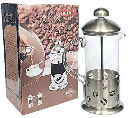 Nexshop ™Stainless Steel Shock Proof Glass Coffee Plunger/Maker, Silver, 6 Cups Coffee Maker