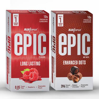 MANFORCE Epic Pleasure, Hot Dots Condom  (Set of 2, 20 Sheets) at Rs. 280