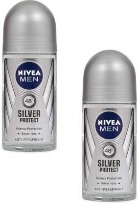 NIVEA Silver Protect Each 50ml Pack of__2 Deodorant Roll-on  -  For Men