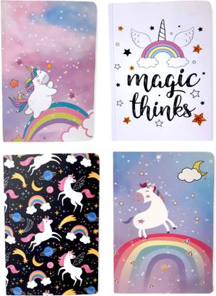 kistapo Take Me To Cloud! Unicorn | Set of 4 Unique Design Notebook | A5 Notebook Ruled 100 Pages