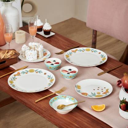 chumbak Pack of 7 Bone China Cottage Dinner Set Dinner Set