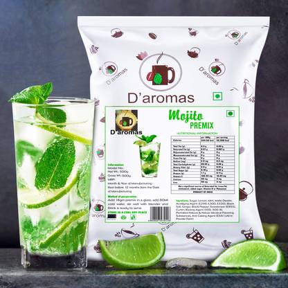 D'aromas Mojito Premix Powder 500g |Refreshing & Re-hydrating| Instant Drink Mix Energy Drink