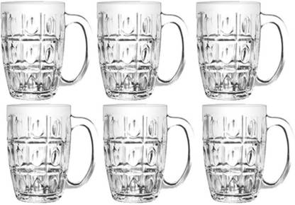 S1Store (Pack of 6) New Style Glass Mulipurpose water glass With Handle Set of 6 Glass Set (400 ml) Glass Set Water/Juice Glass
