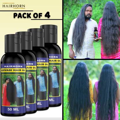 HairHorn Adivasi hair oil for hair regrowth and shiny hair -50 ml (Pack of 4) Hair Oil  (200 ml)
