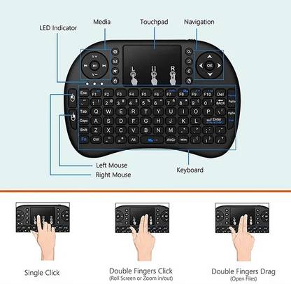 VibeX Wireless Keyboard English Version 2.4G with Touchpad for PC android Black-IV22 Bluetooth Handheld Multi-device Keyboard