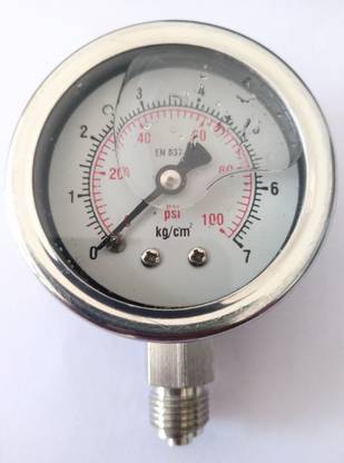 AURA 0-7KG 2'' PRESSURE GAUGE AURA 0-7KG & 0-100PSI PRESSURE GAUGE SIZE 50MM GLYCE. FILLED CONNE. 1/4'' BSP Dial Indicator