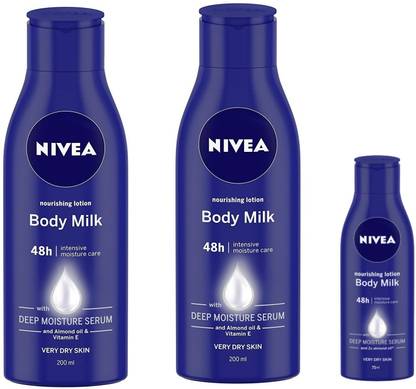 NIVEA 2 BODY MILK LOTION 200ML AND 1 BODY MILK LOTION 75ML Set of -2