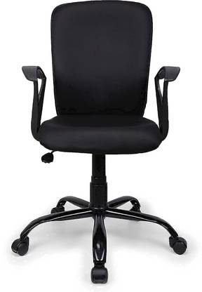 VIBRANT OFFICE FURNITURE VIBRANT LENO BLACK Back Office Chair Computer & Study Chair Ergonomic Design Powered Wheelchair