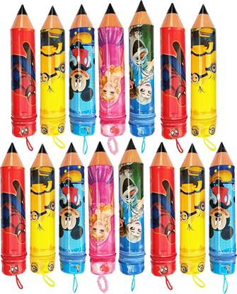 Kartual Birthday Party Return Gift In Bulk For Kids | Pencil Shape Stationery Pouches Pencil Design Art Polyester Pencil Boxes
