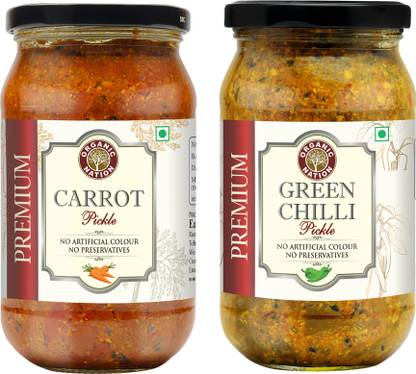 Organic Nation Carrot Pickle And Green Chilli Pickle Combo | Gajar Ka achar | Hari Mirch Ka achar Green Chilli, Carrot Pickle