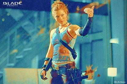 YAA - Blade: Trinity Movie Jessica Biel Art Effect Poster 5 (18inchx12inch) Photographic Paper