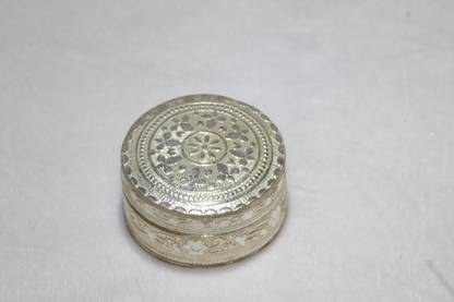 ARYA SILVER PLATED Round Dibbi Small Decorative Showpiece  -  2 cm