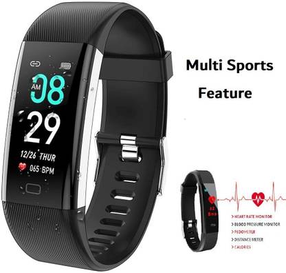 Stybits L128_ID115Ultra Step Count, Heart Rate Monitor Smartwatch Black (Pack of 1)